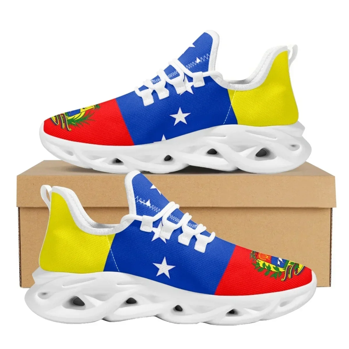 Men Shoes Runners - รองเท้าผ้าใบลายธงชาติเวเนซุเอลาสำหรับสตรี ผู้ชาย 2023 รองเท้าวิ่งลำลอง ระบายอากาศได้ดี รองเท้าเดินแบบตาข่าย