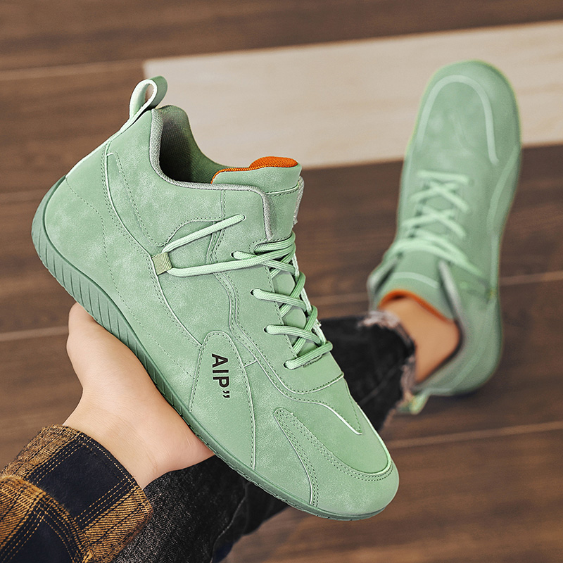Men'S Shoes Clearance Sale - รองเท้าโลฟเฟอร์ผู้ชายกีฬาลําลองรองเท้าหนังสีเขียวสูงด้านบนลูกไม้ขึ้นรองเท้าย้อนยุคแฟชั่นรองเท้าวิ่ง 2025 เทรนด์การขาย