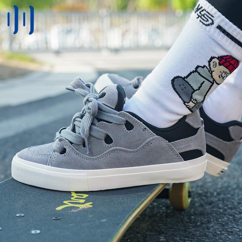 Men Shoes China - รองเท้าสเก็ตบอร์ด Ollieskate รุ่น BAKE สีเทาเข้ม ลายปะติดสไตล์เรโทร