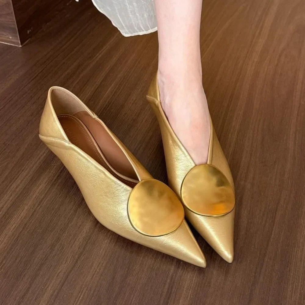 Dress Shoe Pointed - รองเท้าส้นสูงผู้หญิงหรูหรา ปลายแหลม ส้นเตี้ย รองเท้าดีไซเนอร์ รองเท้าแฟชั่นเซ็กซี่ รองเท้าปั๊มส์ผู้หญิง