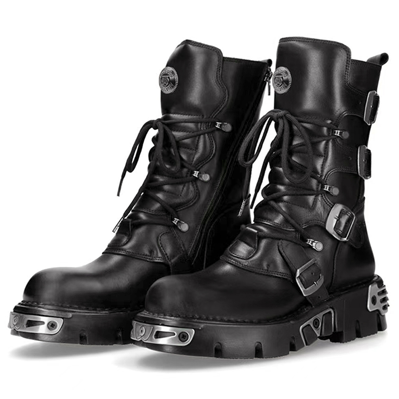 Men'S Shoes No Laces - รองเท้าบูทมอเตอร์ไซค์ทรงสูงสไตล์พังก์กอธิคสำหรับผู้ชาย รองเท้าหนังแท้ รองเท้าบูทคาวบอยแบบมีพื้น รองเท้าบูทยาวสำหรับผู้หญิง รองเท้าบูทดีไซเนอร์สำหรับผู้ชาย