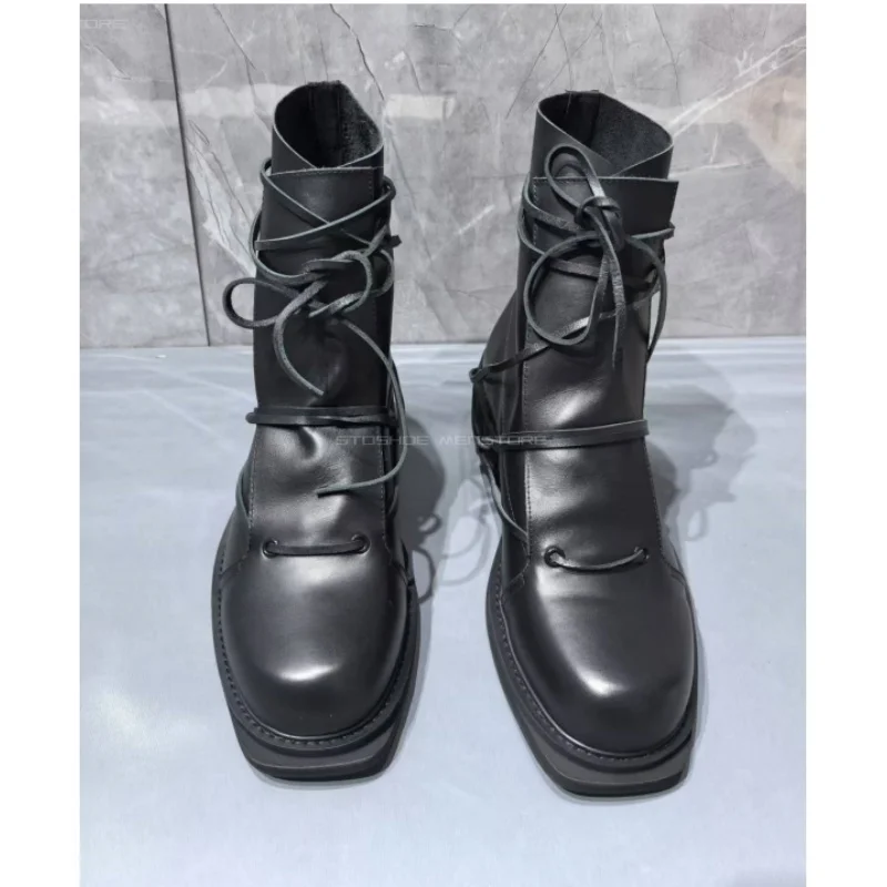 Chelsea Boots Suede - หนังแท้สีดําสแควร์ Toe รองเท้าสั้นสําหรับชายรองเท้าส้นสูงกลาง Strapy ข้อเท้ารองเท้าอังกฤษรองเท้าเชลซีชายรองเท้าขนาด 47