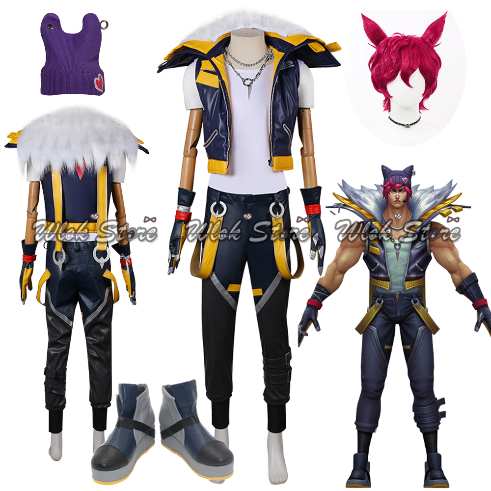 Men Shoes China - ชุดคอสเพลย์ Game LOL heartsteel หมวกถักนิตติ้งผู้ชายผู้หญิงชุดปาร์ตี้ฮาโลวีนงานคาร์นิวัลรองเท้าสูทแบบกำหนดเอง
