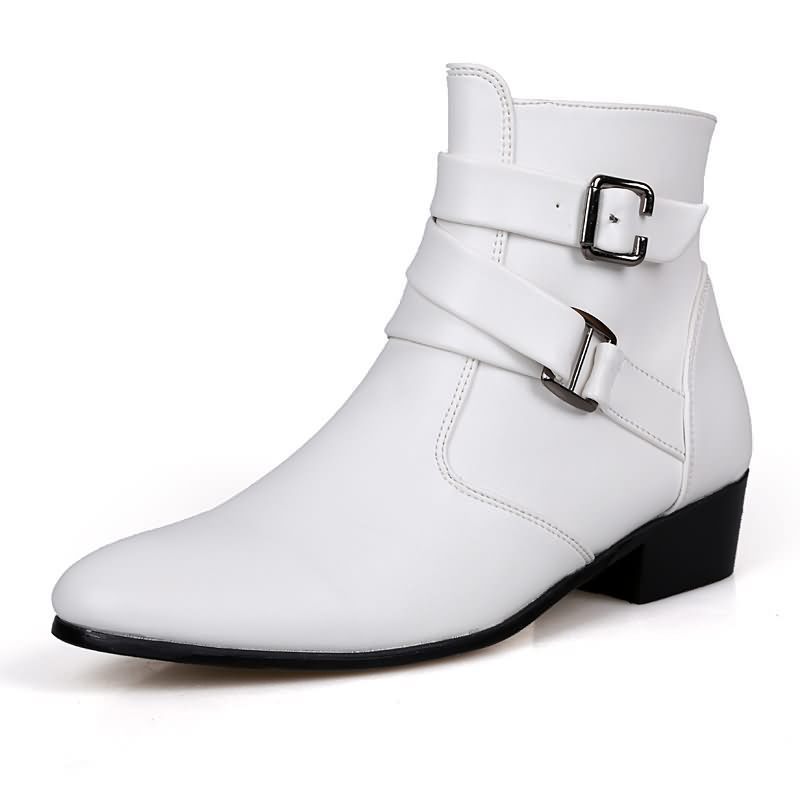 Chelsea Boots Suede - ผู้ชายหรูหรารองเท้าหนังเชลซีรองเท้า High TOP BUCKLE อย่างเป็นทางการรองเท้าสีดําสไตล์อังกฤษข้อเท้ารองเท้าชี้ Toe