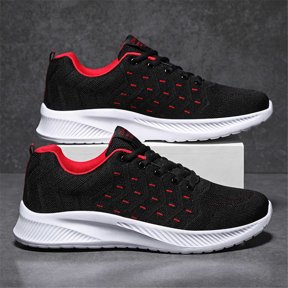 Men Shoes Runners - รองเท้าผ้าใบลำลองสีดำสำหรับผู้ชาย รองเท้าผ้าทอสำหรับฤดูใบไม้ผลิ รุ่นสปอร์ต ยี่ห้อดัง รองเท้าบาสเก็ตบอล รองเท้าวิ่ง