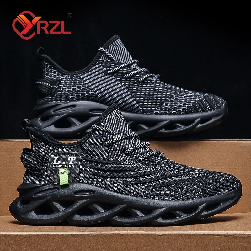 Men Shoes Size 11 - YRZL ผู้ชายกีฬารองเท้าวิ่งสีดํารองเท้าสบายๆรองเท้าผ้าใบกลางแจ้ง Breathable ตาข่ายผู้หญิง Light Shock-absorption