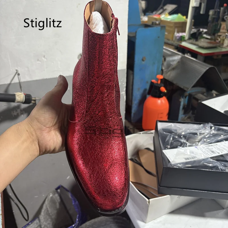 สีแดงของแท้หนังเชลซีรองเท้าสํา - Men Shoes Size 11 บทวิจารณ์และราคา
