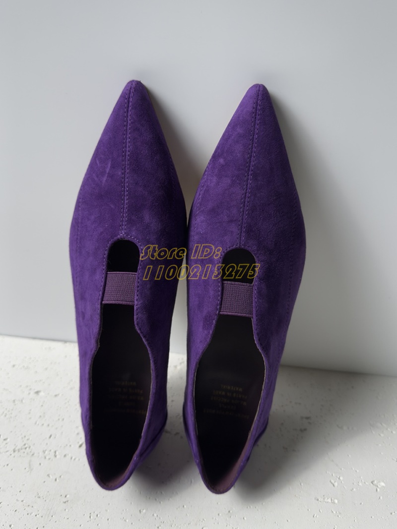รองเท้าส้นแบนหัวแหลมสีม่วงหนัง - Dress Shoe Pointed บทวิจารณ์และราคา