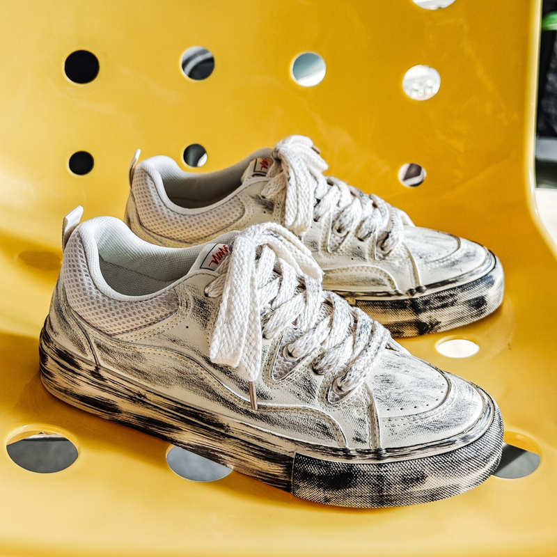 รองเท้าผ้าใบลำลองหนัง PU สีขาว - Men Shoes Runners บทวิจารณ์และราคา