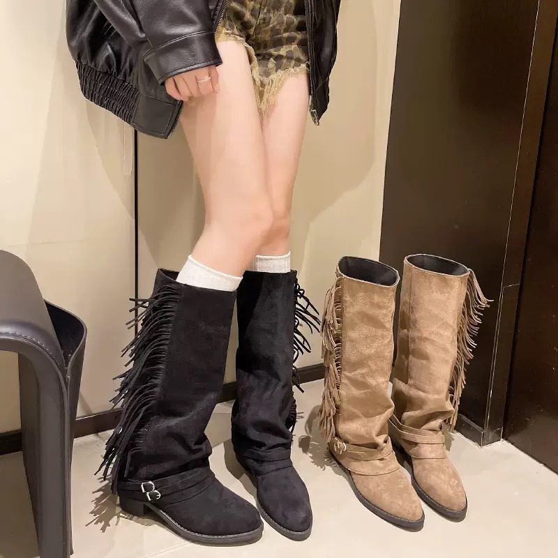 รองเท้าบูทผู้หญิงแบบสูงถึงเข่า - Chelsea Boots Suede บทวิจารณ์และราคา