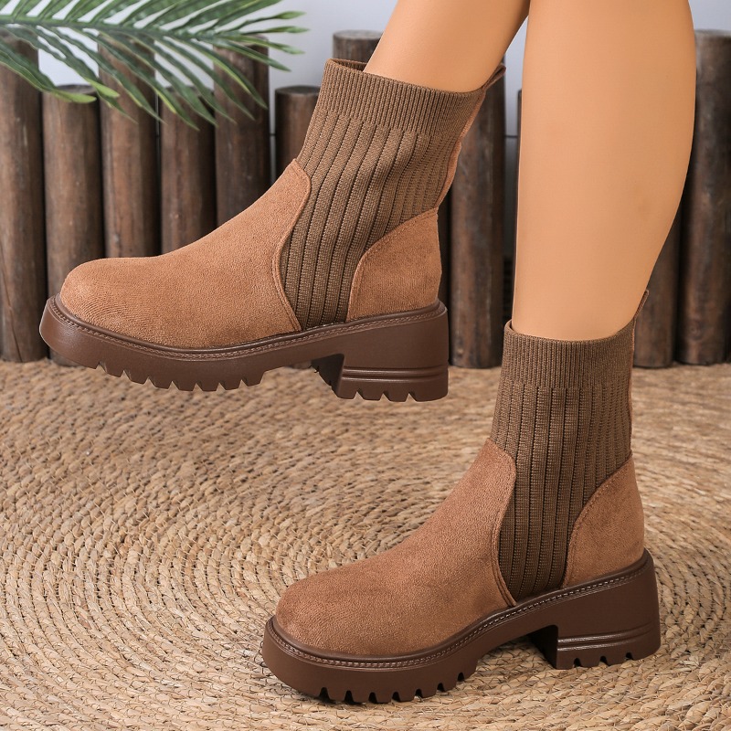 รองเท้าบูทเชลซีแฟชั่นผู้หญิงฤด - Chelsea Boots Suede บทวิจารณ์และราคา