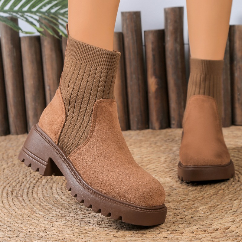 รองเท้าบูทเชลซีแฟชั่นผู้หญิงฤด - Chelsea Boots Suede บทวิจารณ์และราคา