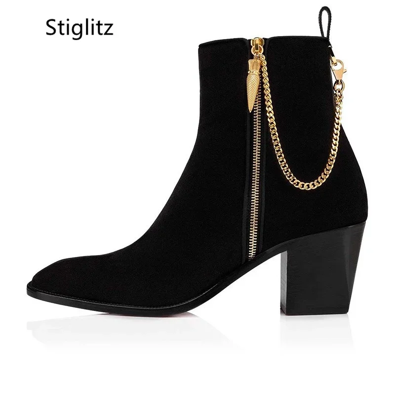 ข้อเท้าหนังนิ่มรองเท้าโซ่ทองรอ - Chelsea Boots Suede บทวิจารณ์และราคา